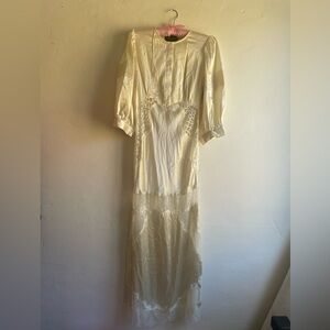 Cynthia Rowley Charmeuse Lace Bias Dress